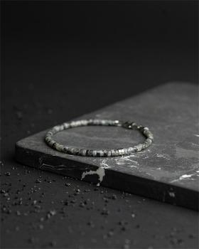 Preview: 2 mm Armband mit Larvikit-Steinen und Titanelement - Sphera Grey